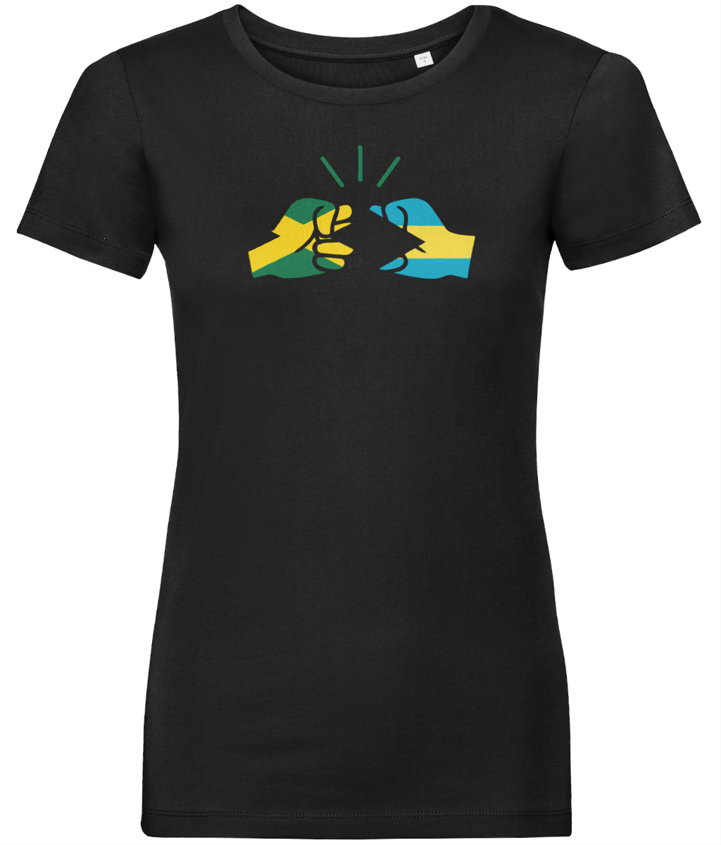 We Run Tings, Jamaica & Bahamas, Dual Parentage, Women's, Organic Ring Spun Cotton T-Shirt, Outline