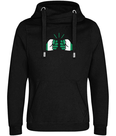 We Run Tings, Nigeria, Unisex, Cotton Crossover Neck Hoodie With Pouch & Thumbholes