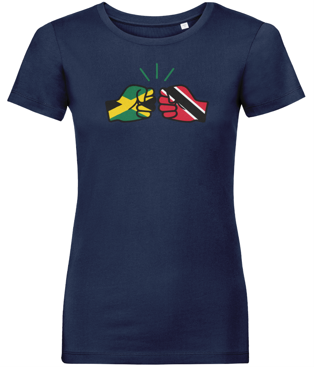 We Run Tings, Jamaica & Trinidad & Tobago, Dual Parentage, Women's, Organic Ring Spun Cotton T-Shirt, Outline