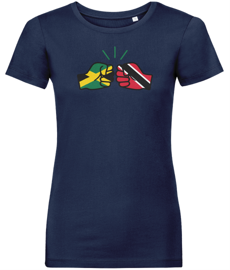 We Run Tings, Jamaica & Trinidad & Tobago, Dual Parentage, Women's, Organic Ring Spun Cotton T-Shirt, Outline