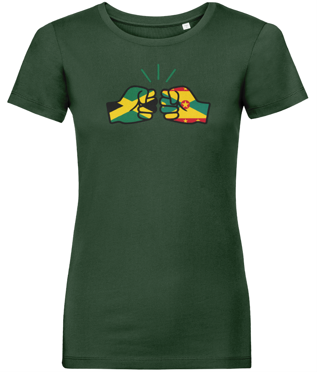 We Run Tings, Jamaica & Grenada, Dual Parentage, Women's, Organic Ring Spun Cotton T-Shirt, Outline