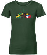 We Run Tings, Jamaica & Antigua, Dual Parentage, Women's, Organic Ring Spun Cotton T-Shirt, Outline