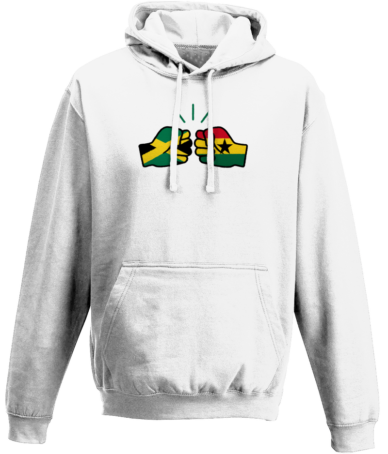 We Run Tings, Jamaica & Ghana, Dual Parentage, Unisex, Pull On Hoodie, Standard, Classic Fit, Green Stripe & Outline