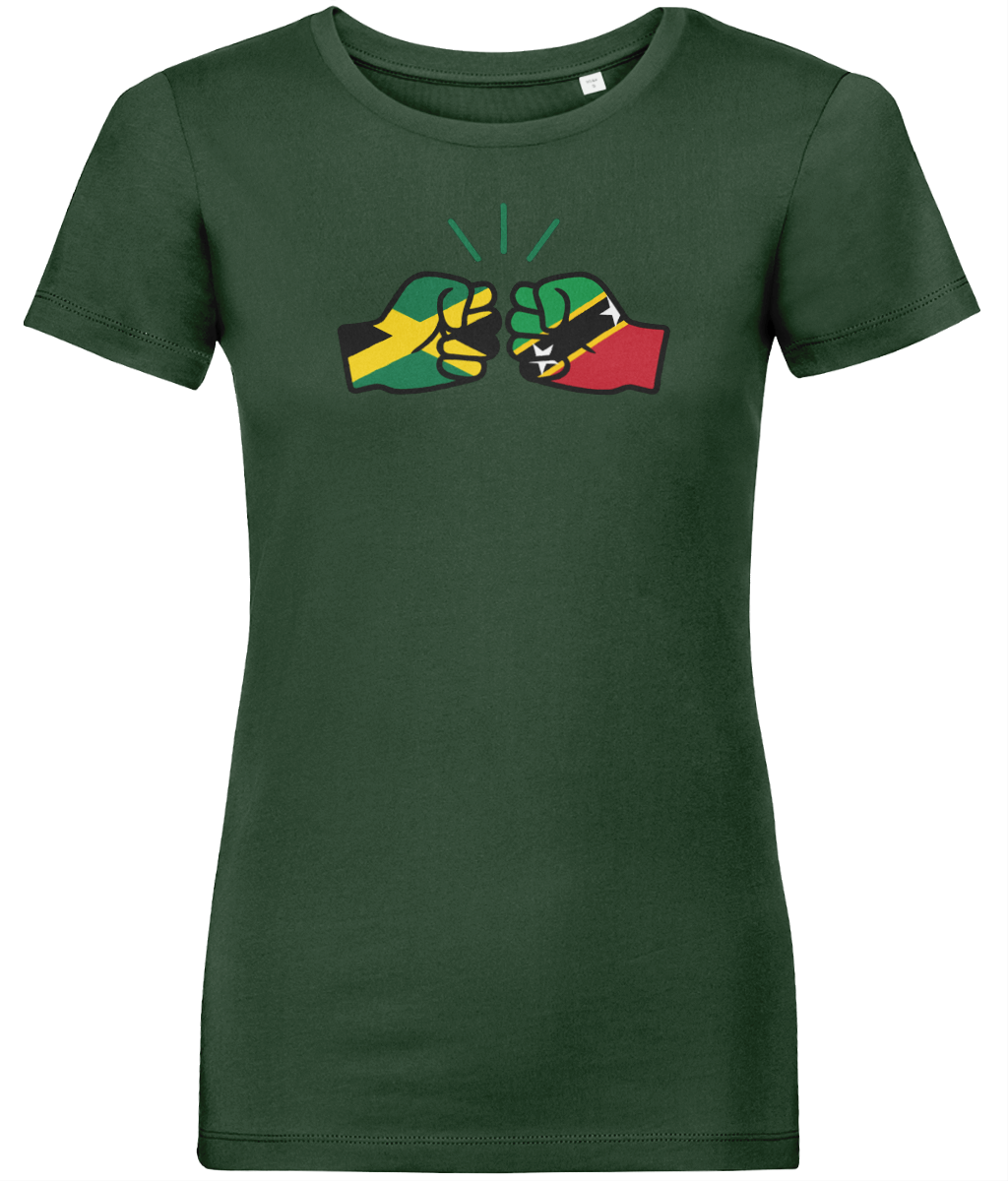 We Run Tings, Jamaica & St. Kitts, Dual Parentage, Women's, Organic Ring Spun Cotton T-Shirt, Outline