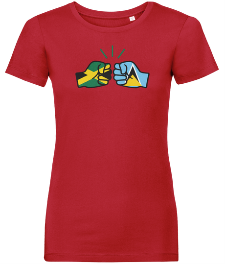 We Run Tings, Jamaica & St. Lucia, Dual Parentage, Women's, Organic Ring Spun Cotton T-Shirt, Outline