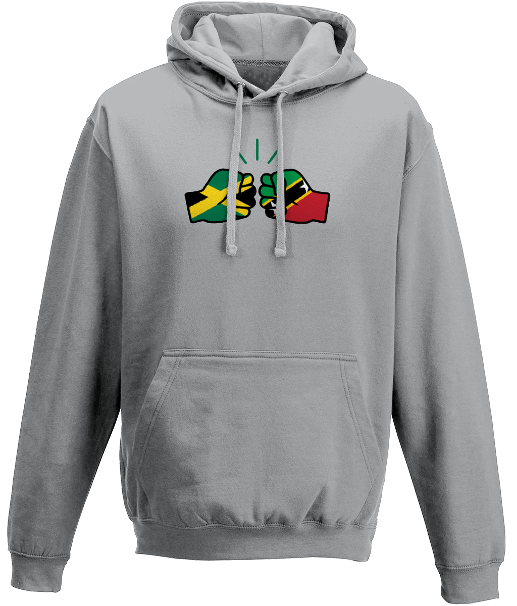 We Run Tings, Jamaica & St. Kitts, Dual Parentage, Unisex, Pull On Hoodie, Standard, Classic Fit, Green Stripe & Outline