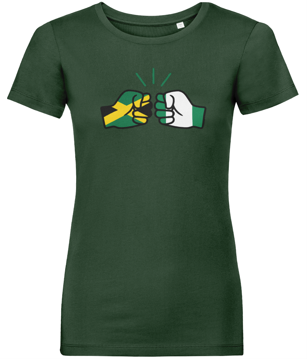 We Run Tings, Jamaica & Nigeria, Dual Parentage, Women's, Organic Ring Spun Cotton T-Shirt, Outline