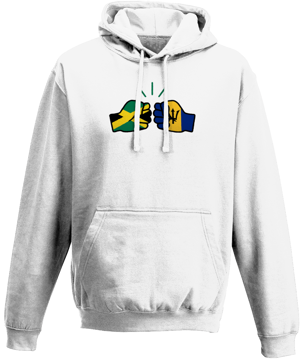 We Run Tings, Jamaica & Barbados, Dual Parentage, Unisex, Pull On Hoodie, Standard, Classic Fit, Green Stripe & Outline