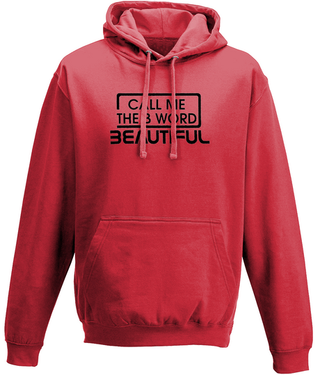 Call Me The B Word Beautiful, Black Logo, Pull On Hoodie, Standard, Classic Fit