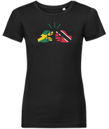 We Run Tings, Jamaica & Trinidad & Tobago, Dual Parentage, Women's, Organic Ring Spun Cotton T-Shirt, Outline