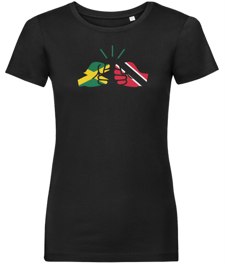 We Run Tings, Jamaica & Trinidad & Tobago, Dual Parentage, Women's, Organic Ring Spun Cotton T-Shirt, Outline