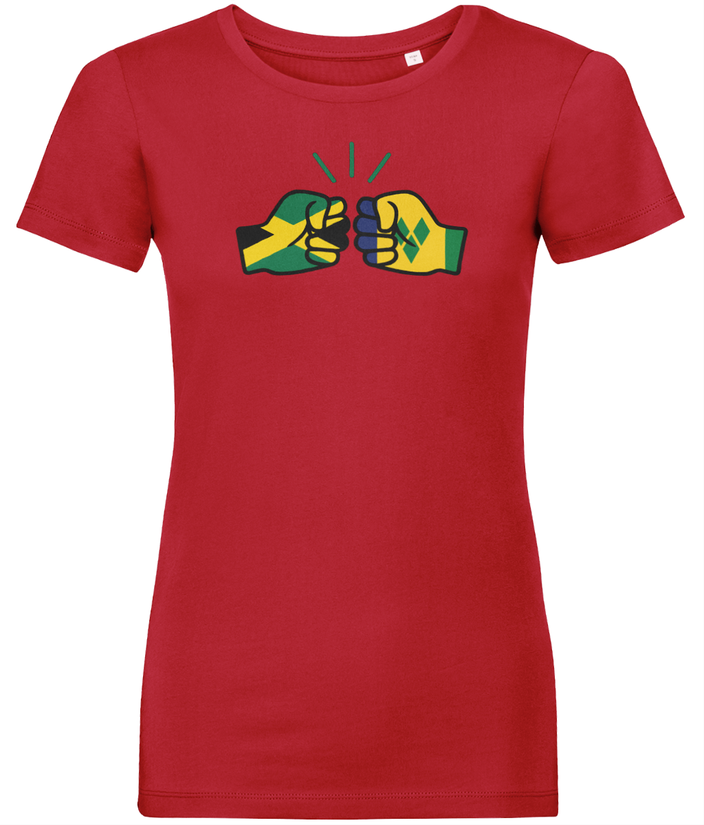 We Run Tings, Jamaica & St. Vincent, Dual Parentage, Women's, Organic Ring Spun Cotton T-Shirt, Outline