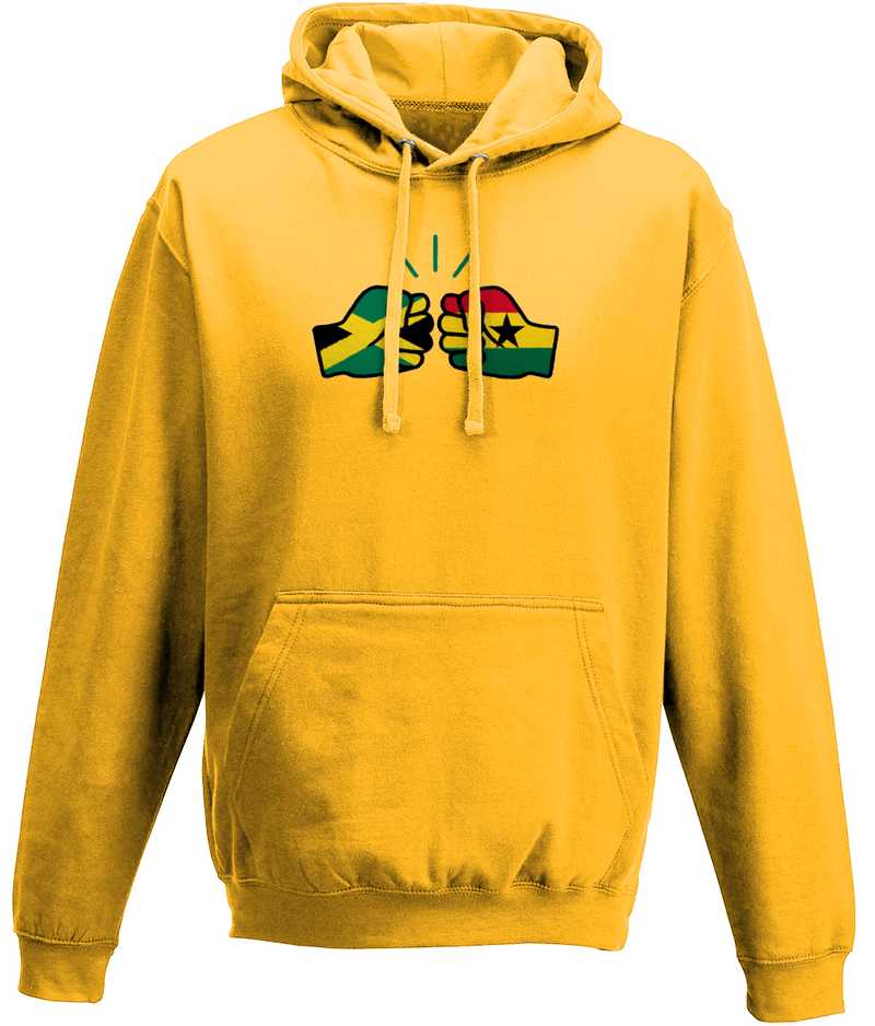 We Run Tings, Jamaica & Ghana, Dual Parentage, Unisex, Pull On Hoodie, Standard, Classic Fit, Green Stripe & Outline