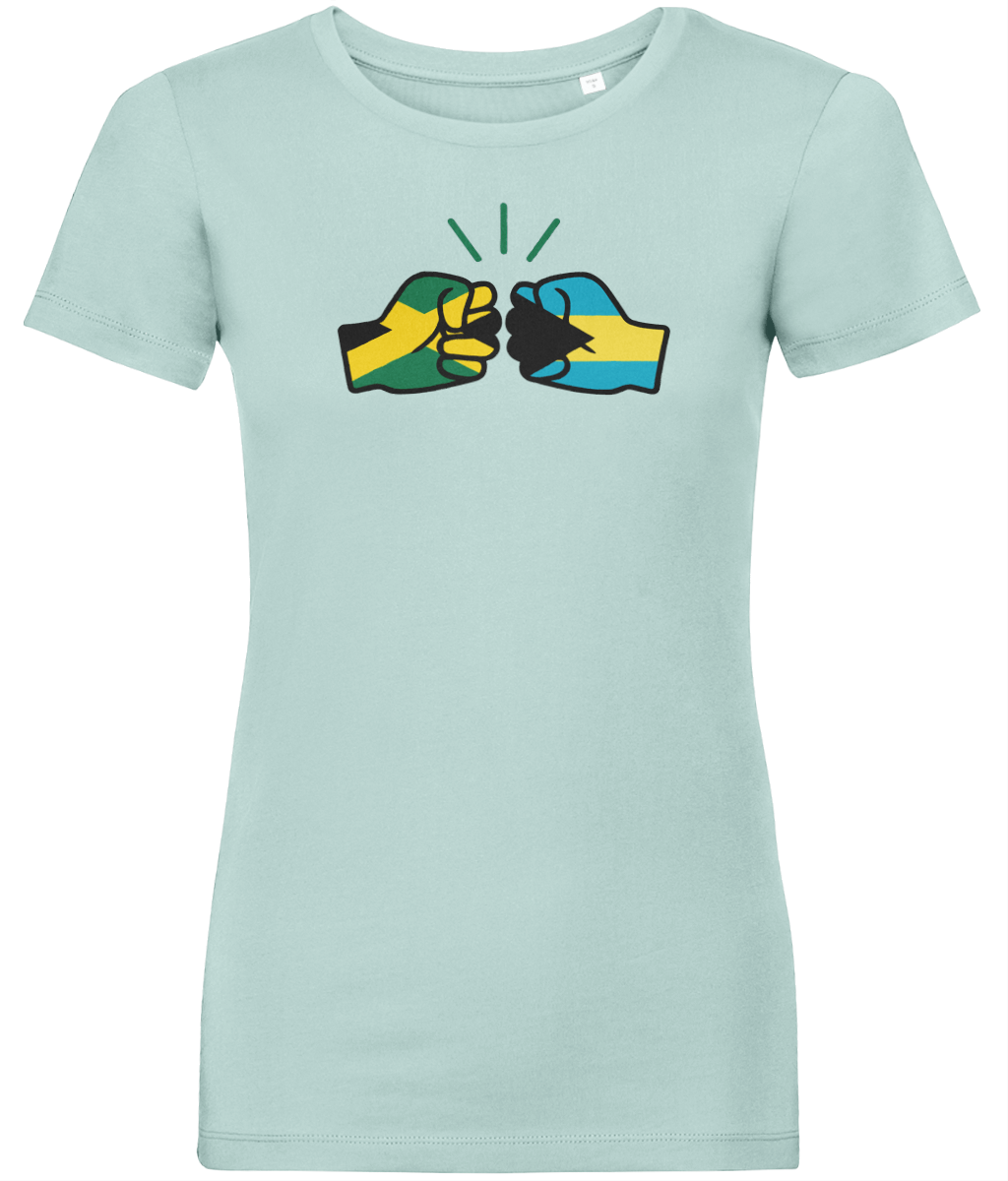 We Run Tings, Jamaica & Bahamas, Dual Parentage, Women's, Organic Ring Spun Cotton T-Shirt, Outline