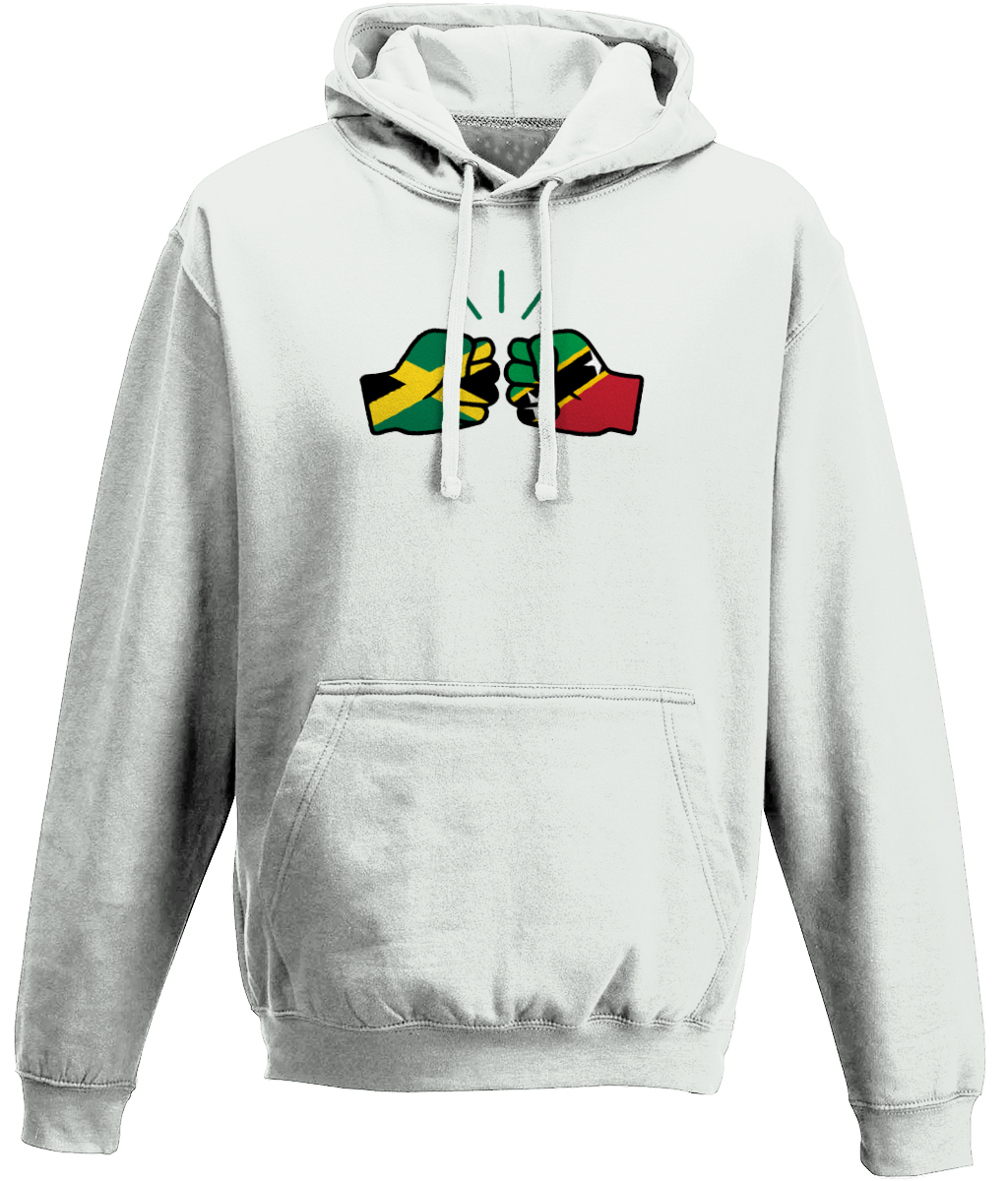 We Run Tings, Jamaica & St. Kitts, Dual Parentage, Unisex, Pull On Hoodie, Standard, Classic Fit, Green Stripe & Outline