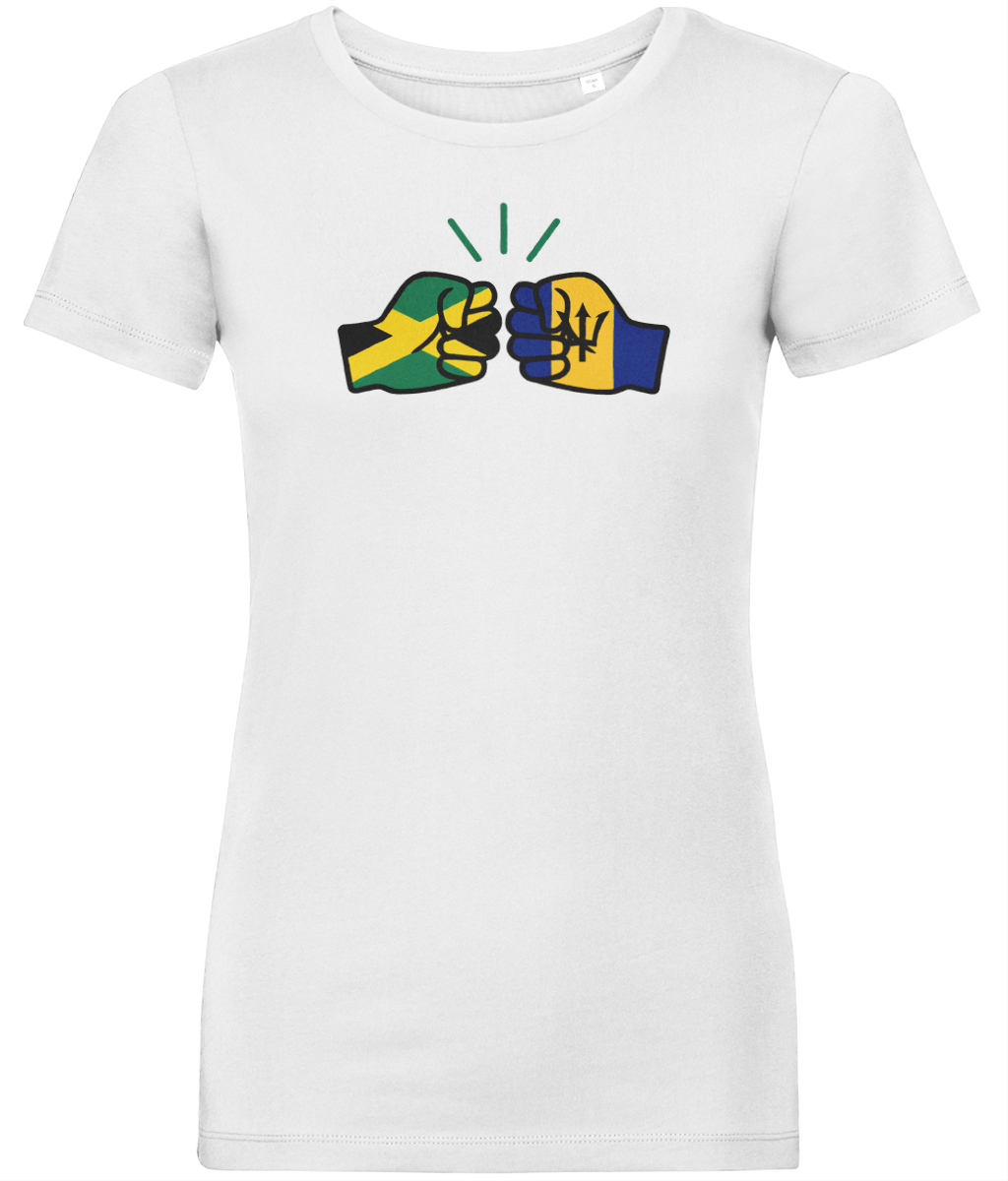 We Run Tings, Jamaica & Barbados, Dual Parentage, Women's, Organic Ring Spun Cotton T-Shirt, Outline