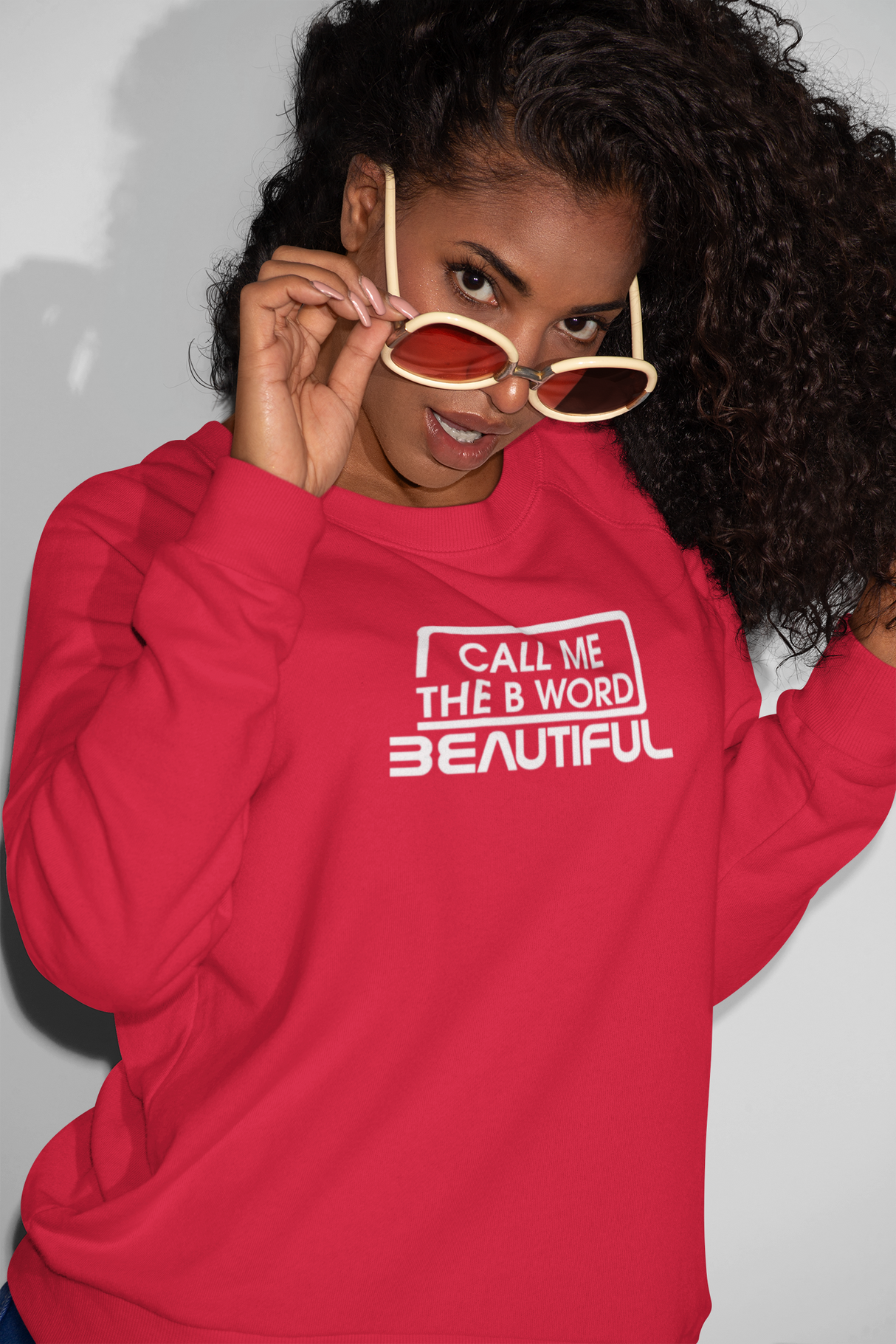 Call Me The B Word Beautiful, Eco-friendly, Sweatshirt, White Logo