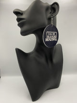 Call Me The B Word Beautiful, Flat Round Disc Earrings, White Logo