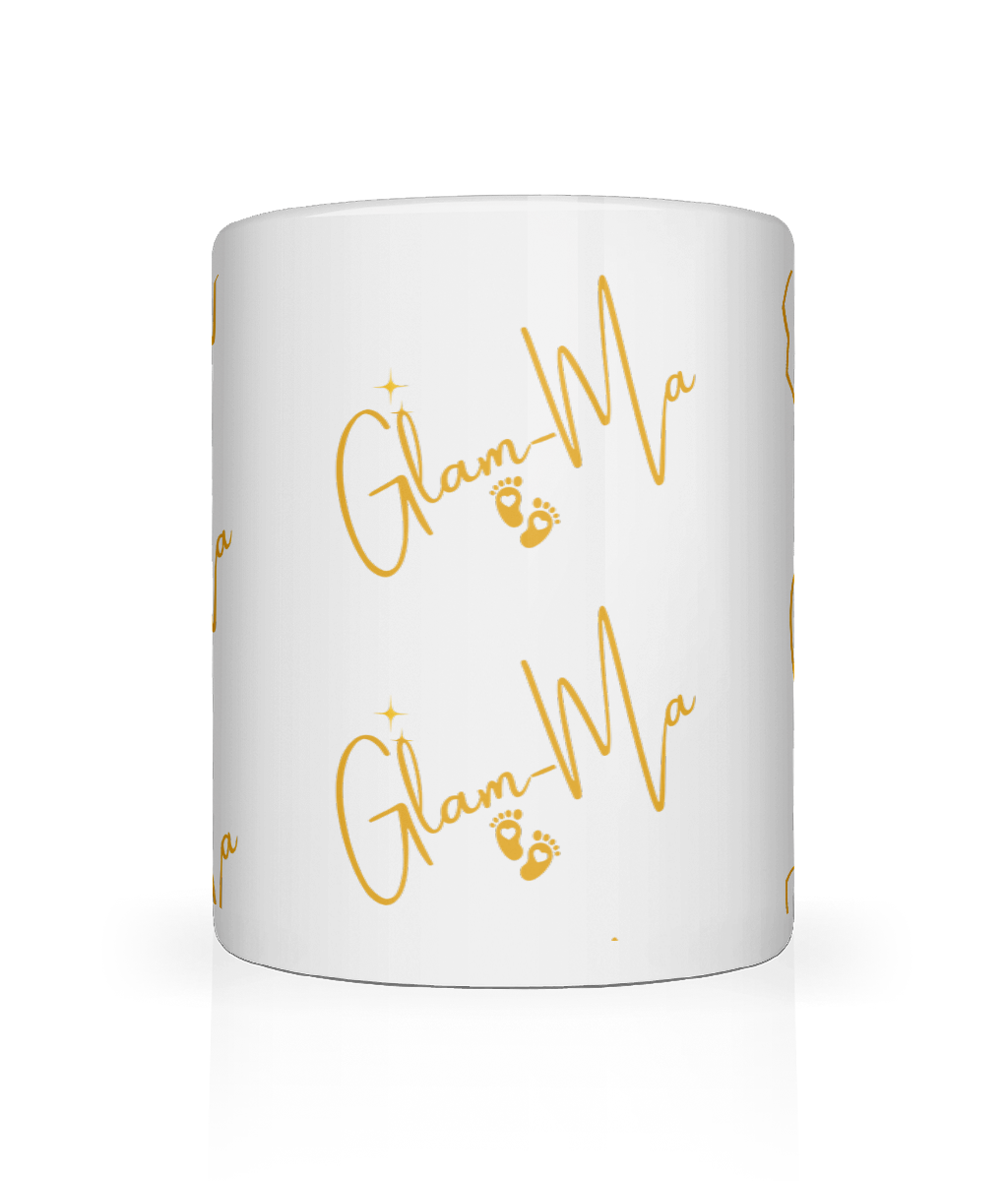 Glam-Ma, Ceramic Tea, Coffee Cup, White/Gold, 11oz