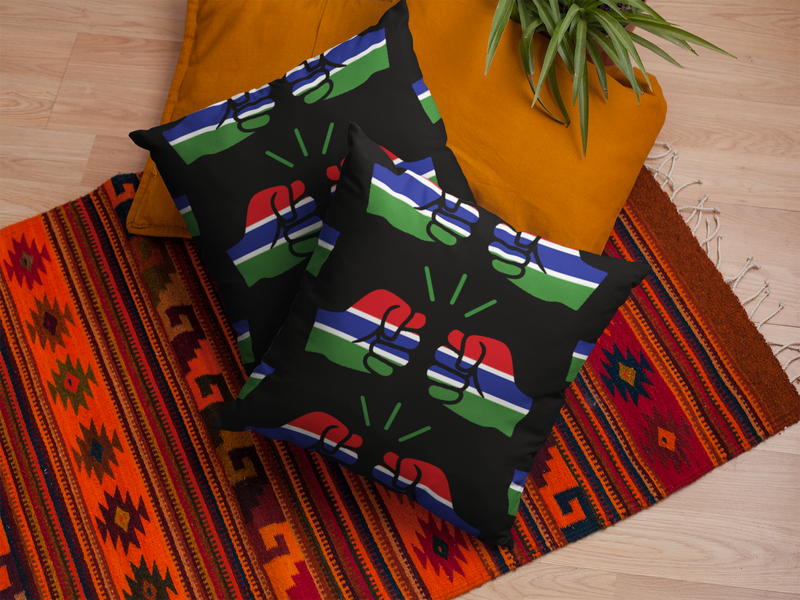 We Run Tings, Gambia, Throw, Pillow, Cushion, Black, 40 x 40cm