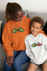 We Run Tings, Jamaica & United Kingdom, Dual Parentage, Boys, Girls, Toddler, Pull On Hoodie, Green Stripe & Outline