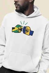 We Run Tings, Jamaica & Barbados, Dual Parentage, Unisex, Pull On Hoodie, Standard, Classic Fit, Green Stripe & Outline