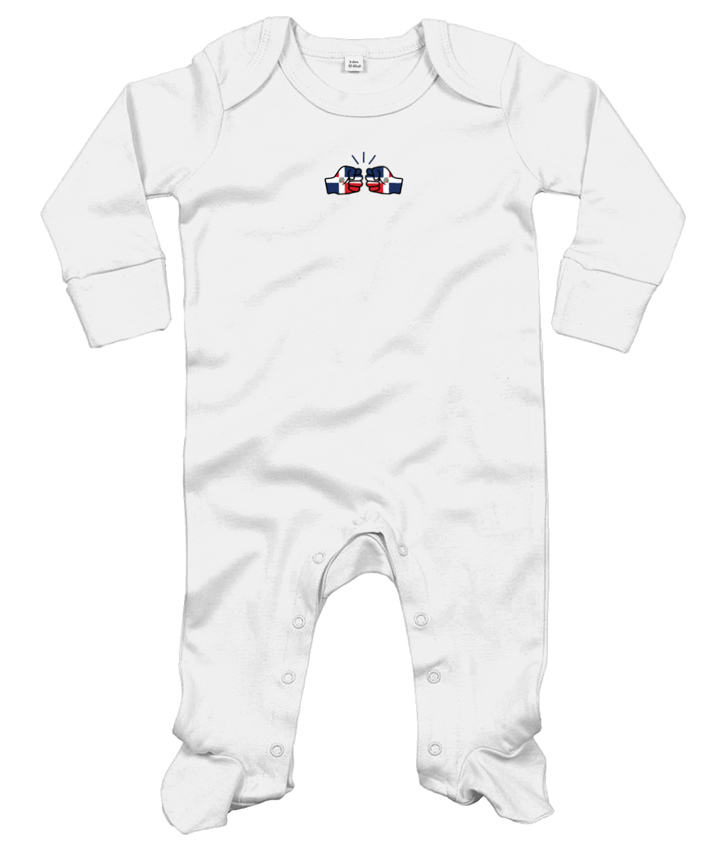 We Run Tings, Dominican Republic, Baby Organic Cotton Unisex Long Sleeve Sleepsuit/Bodysuit/Babygrow, 0-12mths