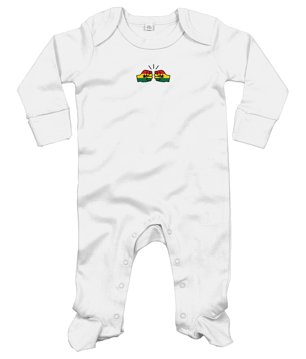 We Run Tings, Ghana, Baby Organic Cotton Unisex Long Sleeve Sleepsuit/Bodysuit/Babygrow, 0-12mths