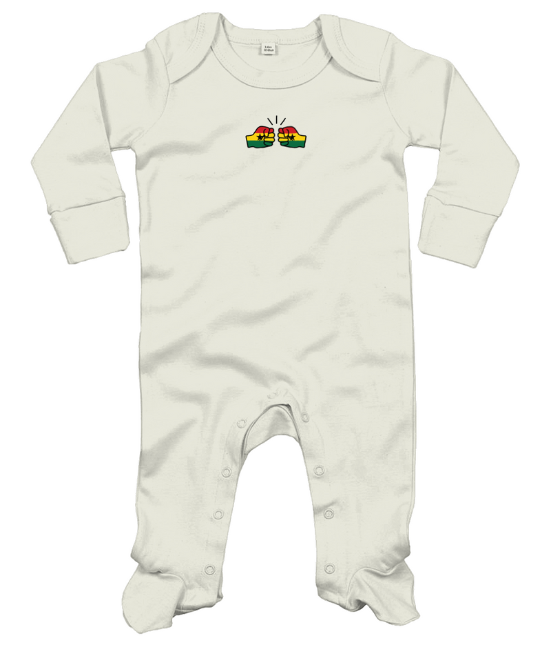 We Run Tings, Ghana, Baby Organic Cotton Unisex Long Sleeve Sleepsuit/Bodysuit/Babygrow, 0-12mths