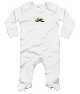 We Run Tings, Jamaica & Sudan, Dual Parentage, Baby Organic Cotton Unisex Long Sleeve Sleepsuit/Bodysuit/Babygrow, 0-12mths