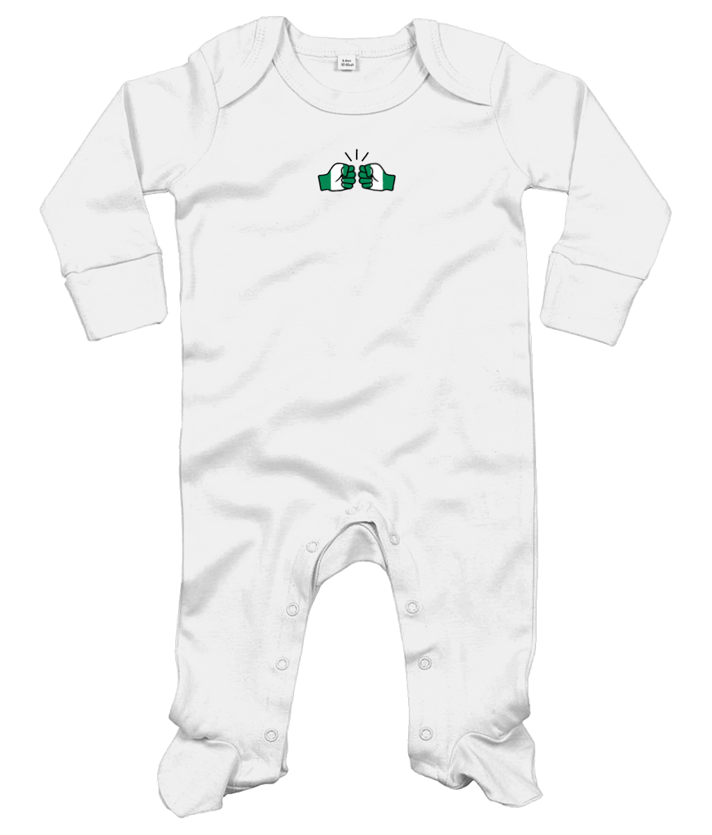 We Run Tings, Nigeria, Baby Organic Cotton Unisex Long Sleeve Sleepsuit/Bodysuit/Babygrow, 0-12mths