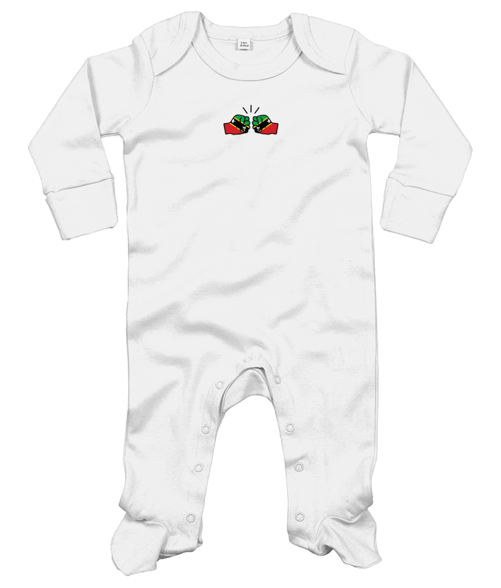 We Run Tings, St. Kitts and Nevis, Baby Organic Cotton Unisex Long Sleeve Sleepsuit/Bodysuit/Babygrow, 0-12mths