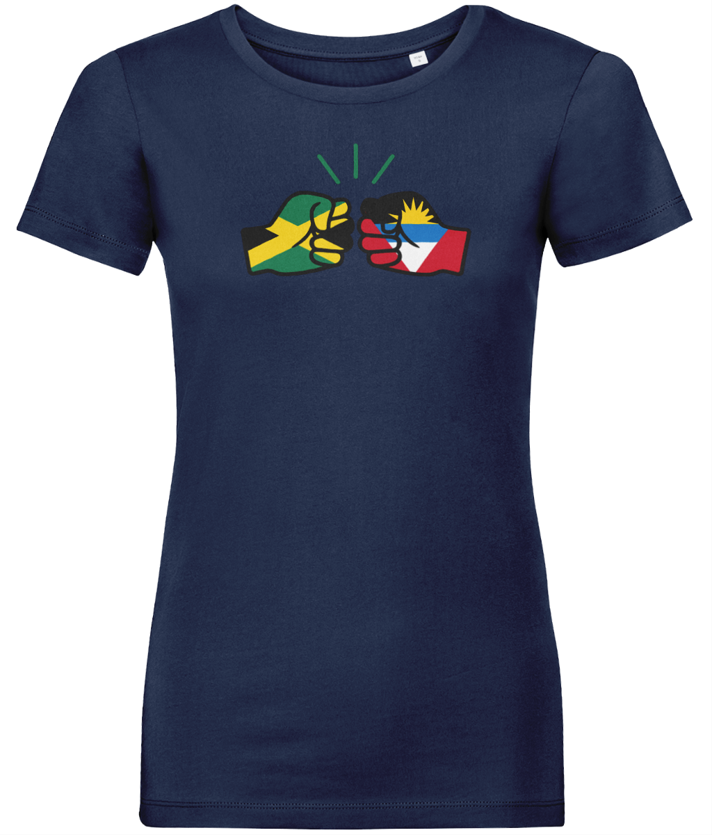 We Run Tings, Jamaica & Antigua, Dual Parentage, Women's, Organic Ring Spun Cotton T-Shirt, Outline