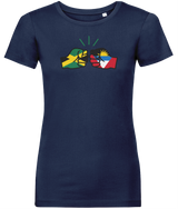 We Run Tings, Jamaica & Antigua, Dual Parentage, Women's, Organic Ring Spun Cotton T-Shirt, Outline