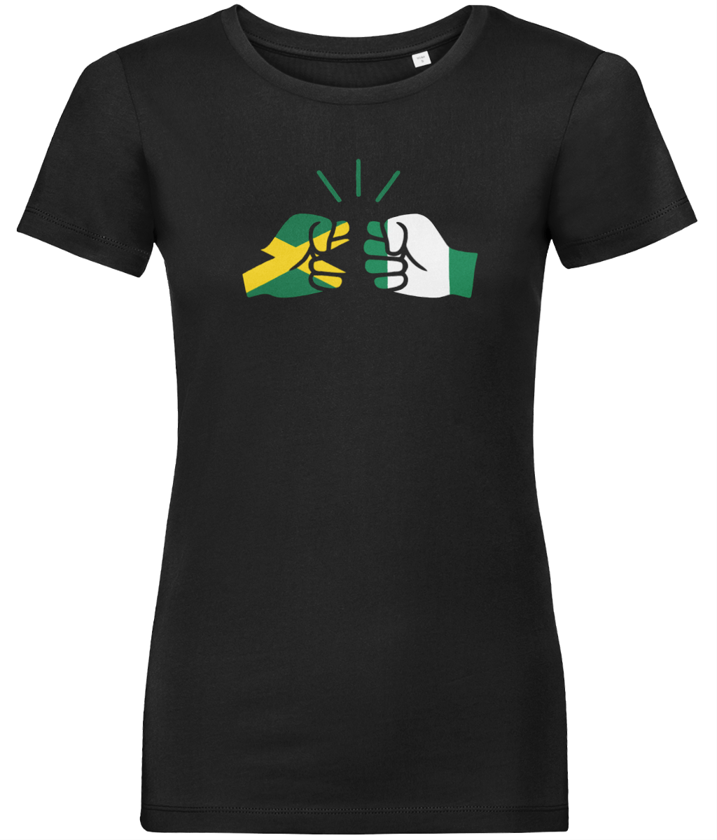 We Run Tings, Jamaica & Nigeria, Dual Parentage, Women's, Organic Ring Spun Cotton T-Shirt, Outline