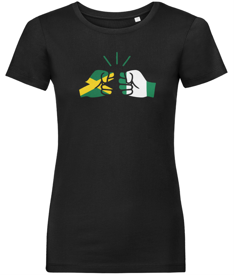 We Run Tings, Jamaica & Nigeria, Dual Parentage, Women's, Organic Ring Spun Cotton T-Shirt, Outline