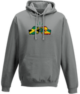 We Run Tings, Jamaica & Grenada, Dual Parentage, Unisex, Pull On Hoodie, Standard, Classic Fit, Green Stripe & Outline