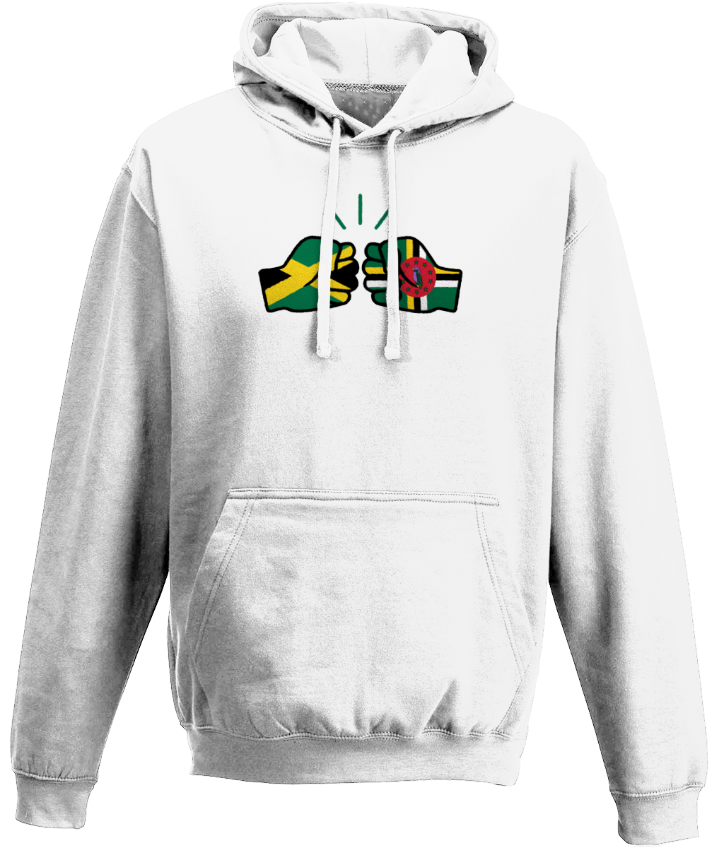 We Run Tings, Jamaica & Dominica, Dual Parentage, Unisex, Pull On Hoodie, Standard, Classic Fit, Green Stripe & Outline