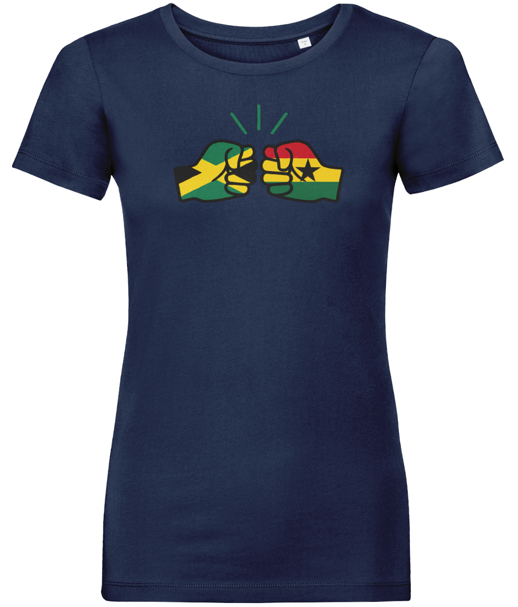 We Run Tings, Jamaica & Ghana, Dual Parentage, Women's, Organic Ring Spun Cotton T-Shirt, Outline