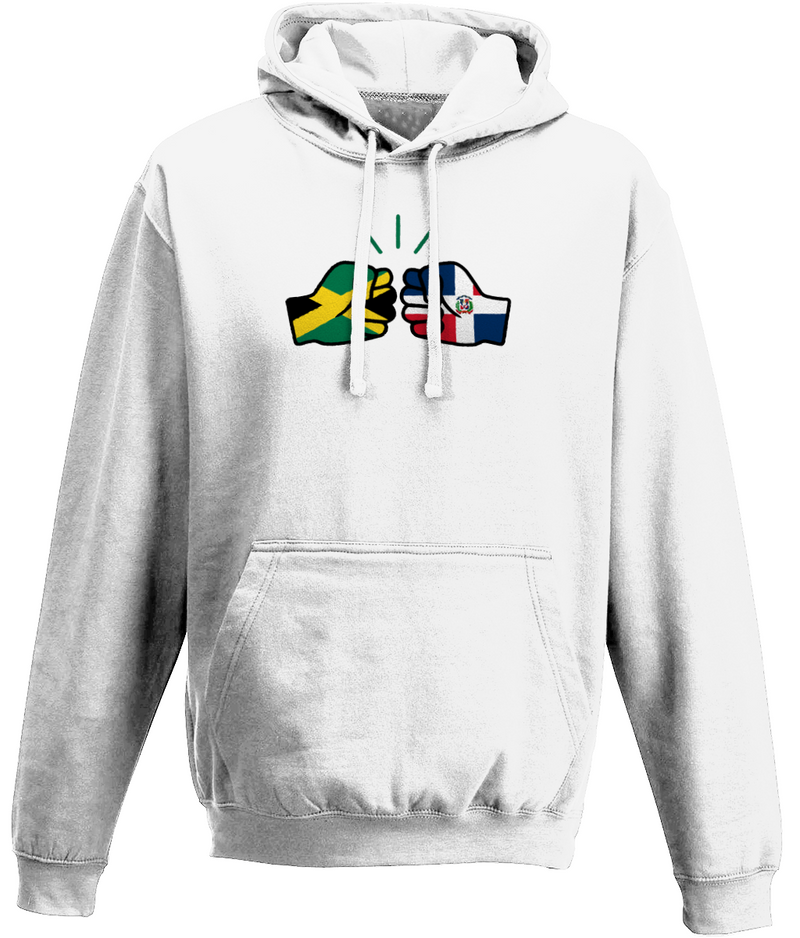 We Run Tings, Jamaica & Dominican Republic, Dual Parentage, Unisex, Pull On Hoodie, Standard, Classic Fit, Green Stripe & Outline