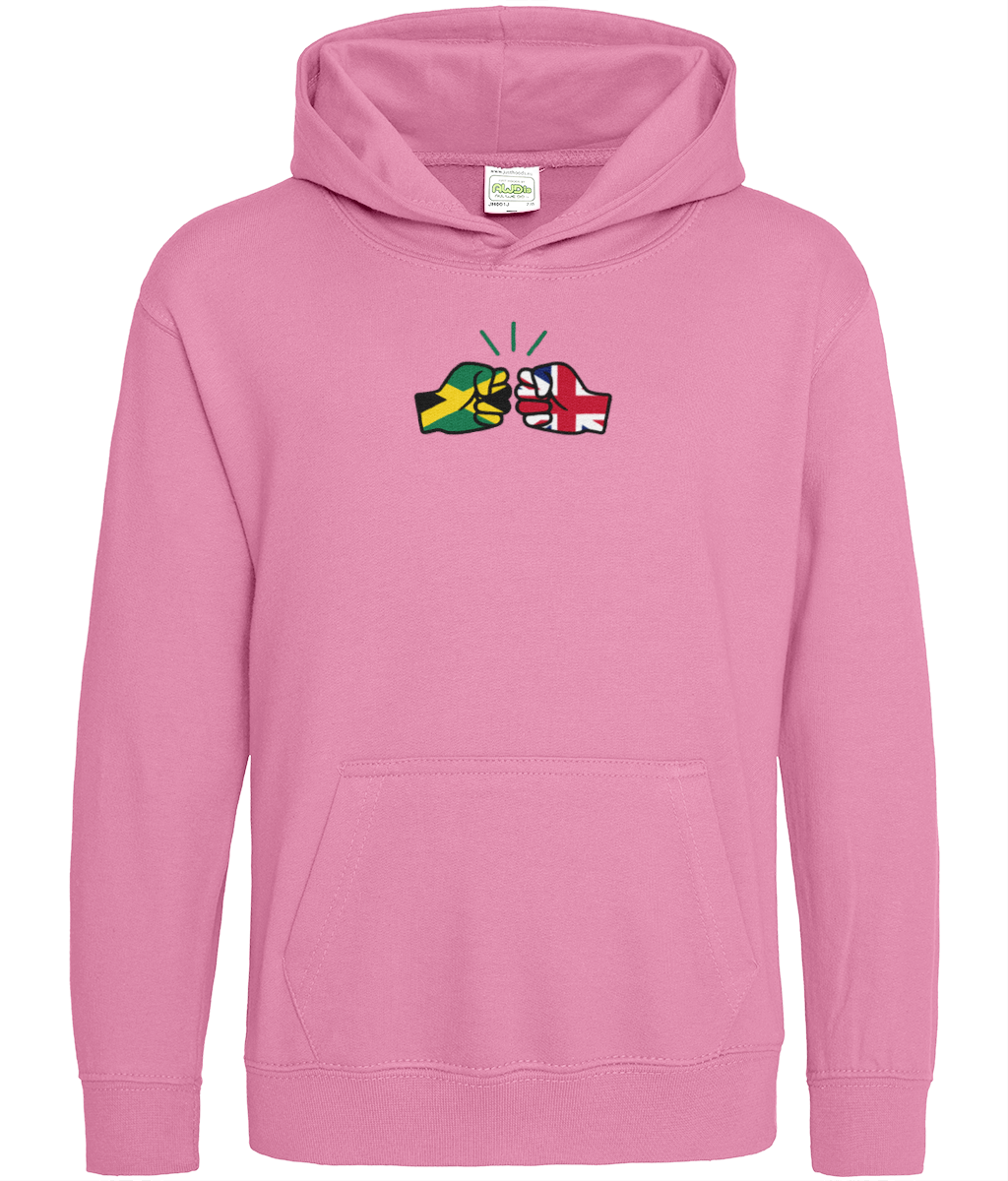 We Run Tings, Jamaica & United Kingdom, Dual Parentage, Boys, Girls, Toddler, Pull On Hoodie, Green Stripe & Outline