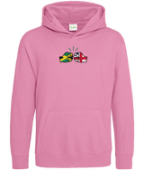 We Run Tings, Jamaica & United Kingdom, Dual Parentage, Boys, Girls, Kids, Pull On Hoodie, Green Stripe & Outline