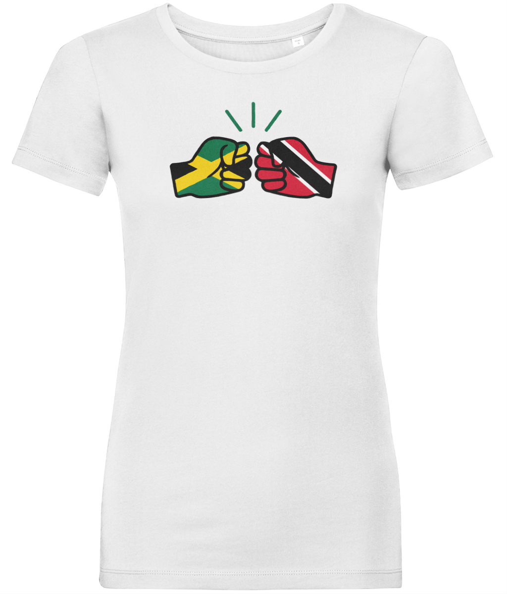 We Run Tings, Jamaica & Trinidad & Tobago, Dual Parentage, Women's, Organic Ring Spun Cotton T-Shirt, Outline