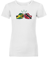 We Run Tings, Jamaica & Trinidad & Tobago, Dual Parentage, Women's, Organic Ring Spun Cotton T-Shirt, Outline