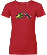 We Run Tings, Jamaica & Trinidad & Tobago, Dual Parentage, Women's, Organic Ring Spun Cotton T-Shirt, Outline