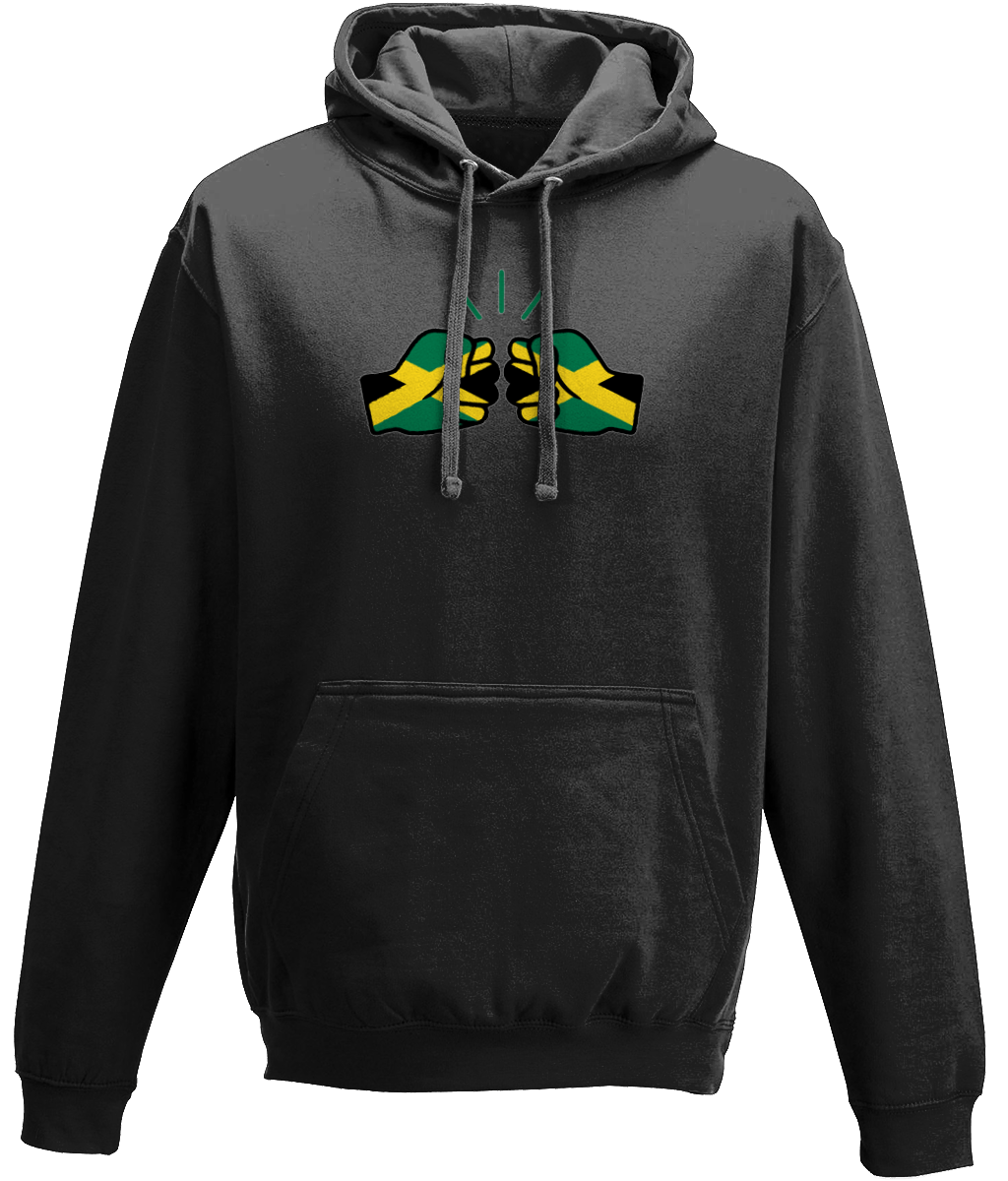 We Run Tings, Jamaica, Unisex, Pull On Hoodie, Standard, Classic Fit, Green Stripe & Outline