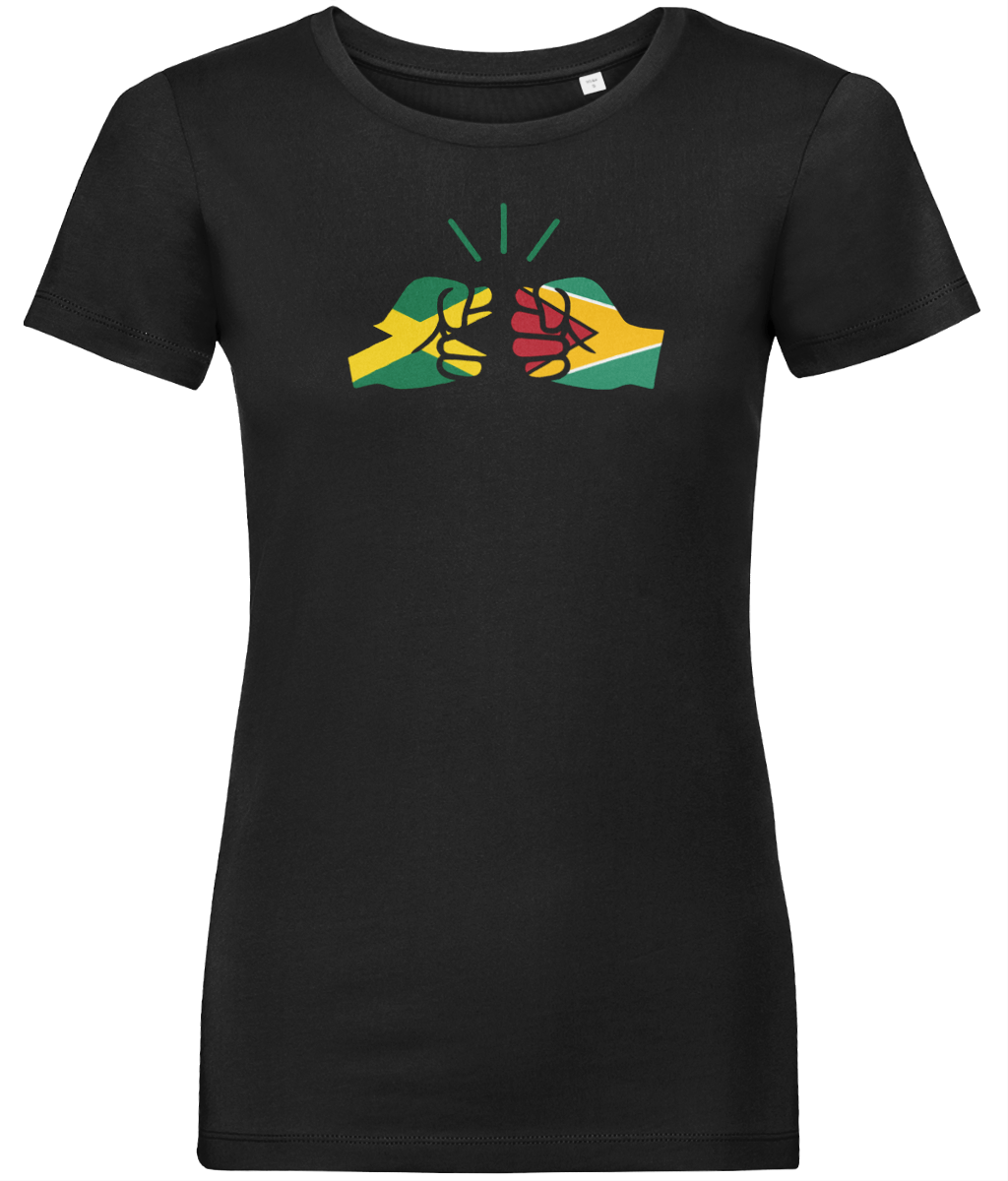 We Run Tings, Jamaica & Guyana Dual Parentage, Women's, Organic Ring Spun Cotton T-Shirt, Outline