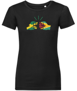 We Run Tings, Jamaica & Guyana Dual Parentage, Women's, Organic Ring Spun Cotton T-Shirt, Outline