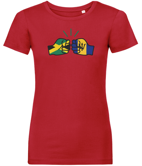 We Run Tings, Jamaica & Barbados, Dual Parentage, Women's, Organic Ring Spun Cotton T-Shirt, Outline