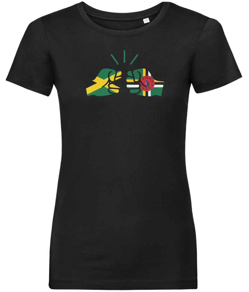 We Run Tings, Jamaica & Dominica, Dual Parentage, Women's, Organic Ring Spun Cotton T-Shirt, Outline